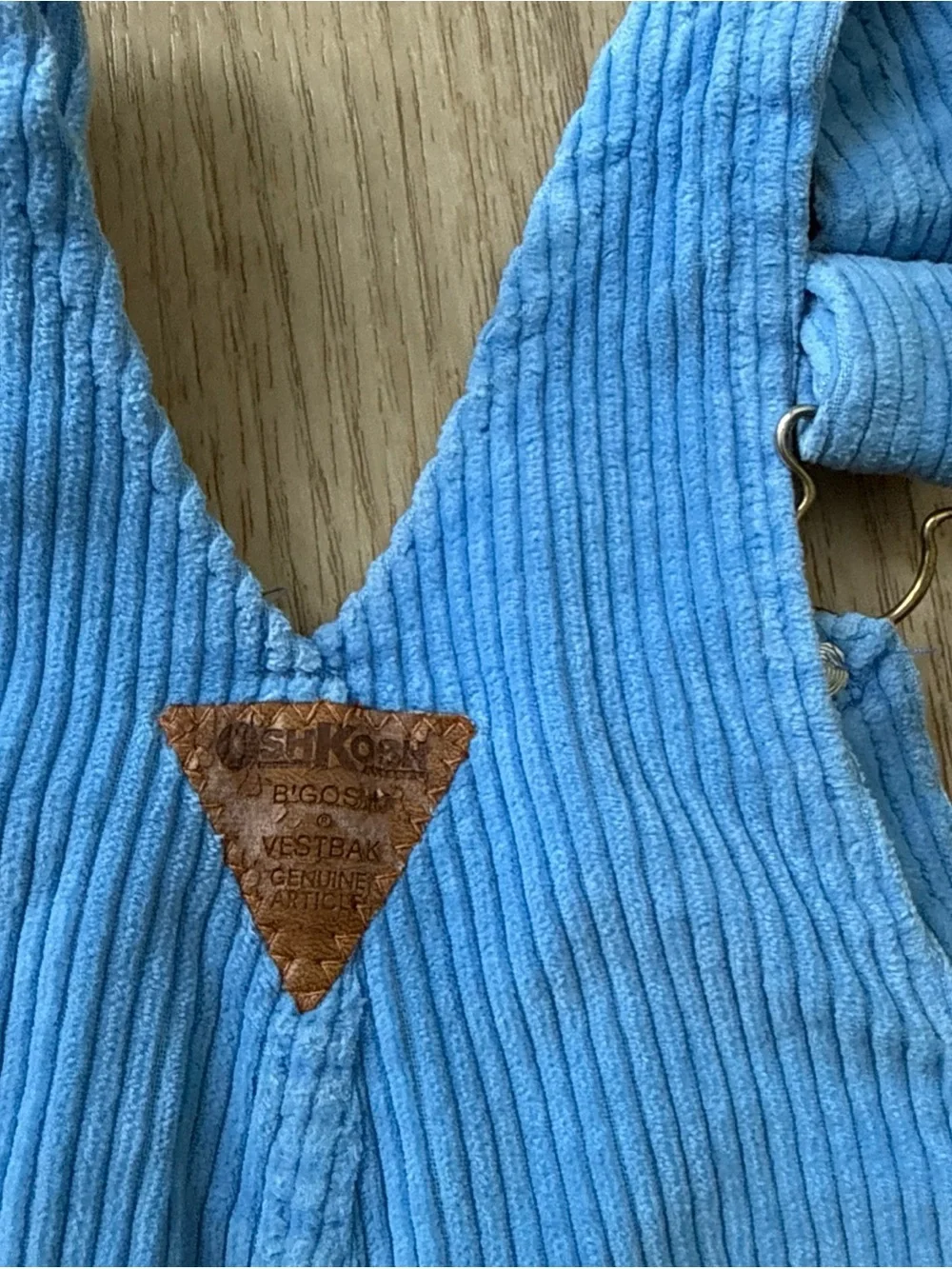 OshKosh B'gosh Light Blue Corduroy Overalls with Brown Trim